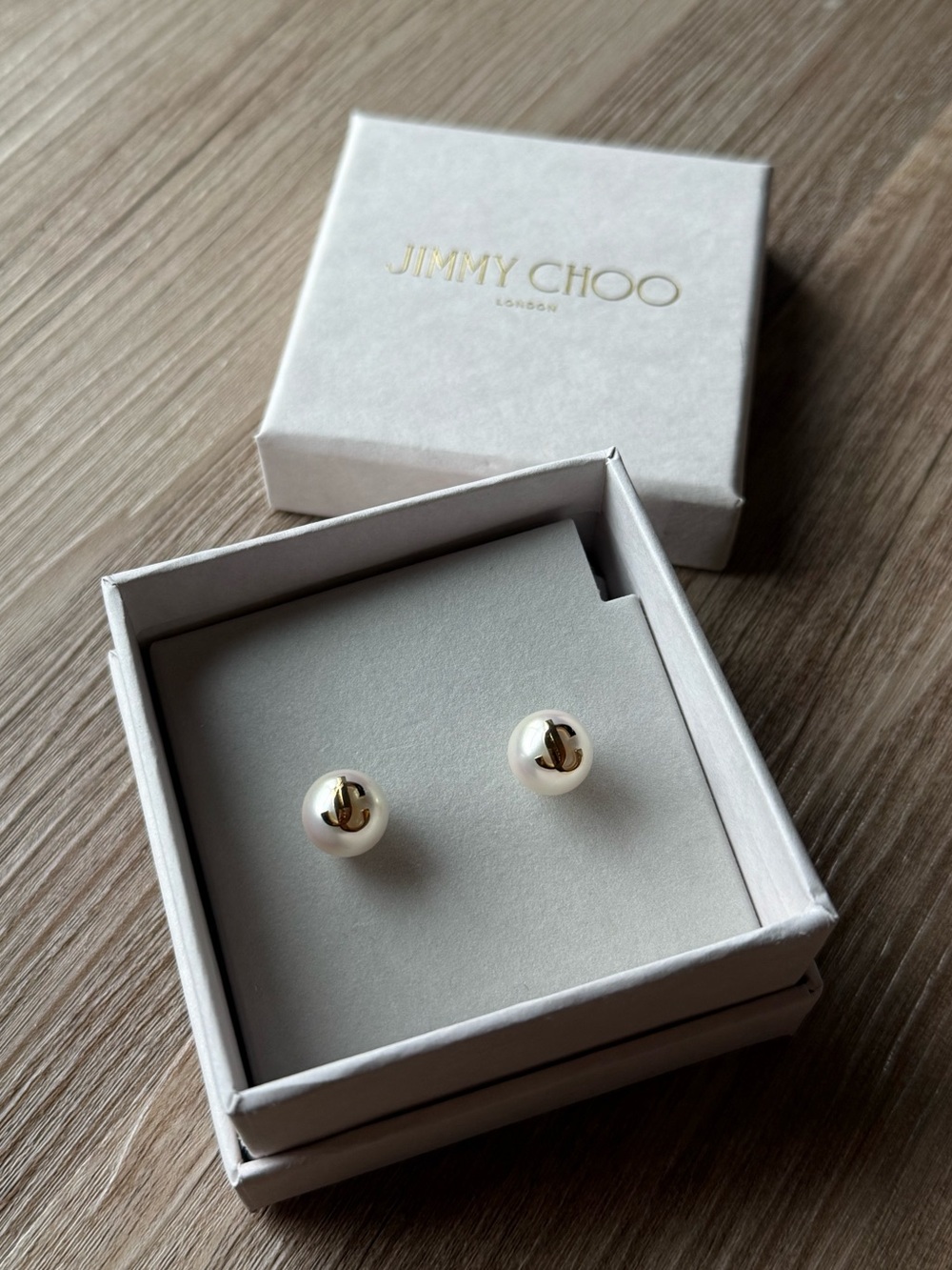 JIMMY CHOO Gold-Finish Metal JC Pearl Stud Earrings